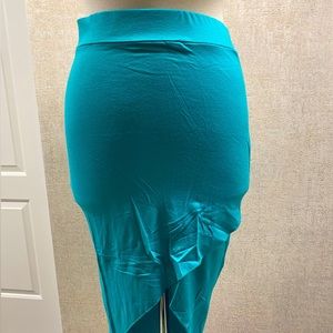 Teal color overlap skirt for women.